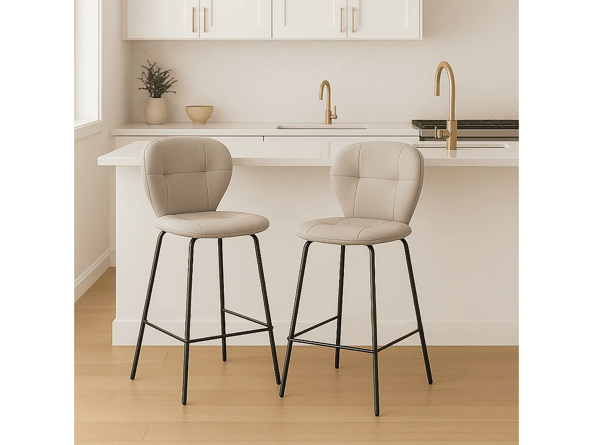 Lot de 2 tabourets avec pieds en métal noir H67 cm - MAURA