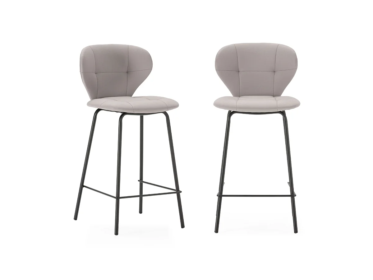 Lot de 2 tabourets avec pieds en métal noir H67 cm - MAURA