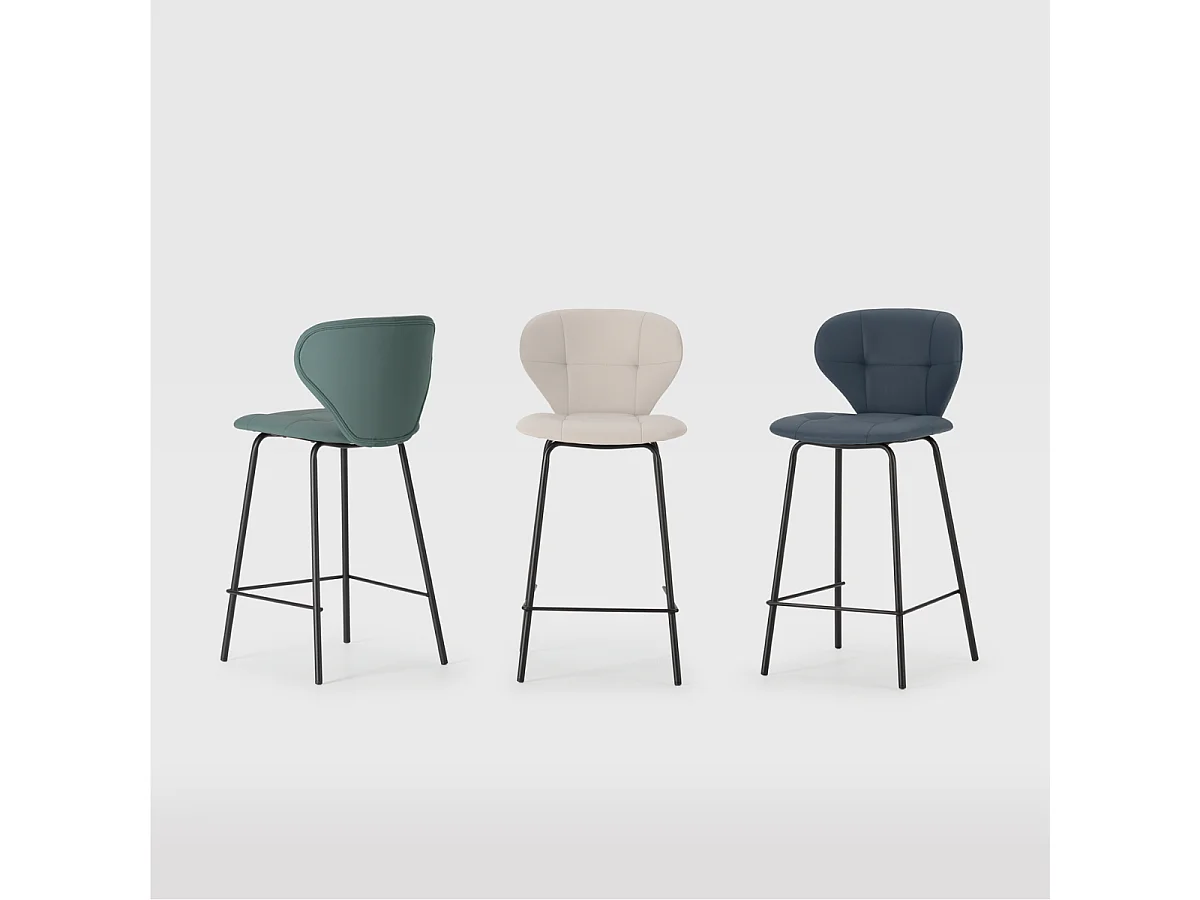 Lot de 2 tabourets avec pieds en métal noir H67 cm - MAURA