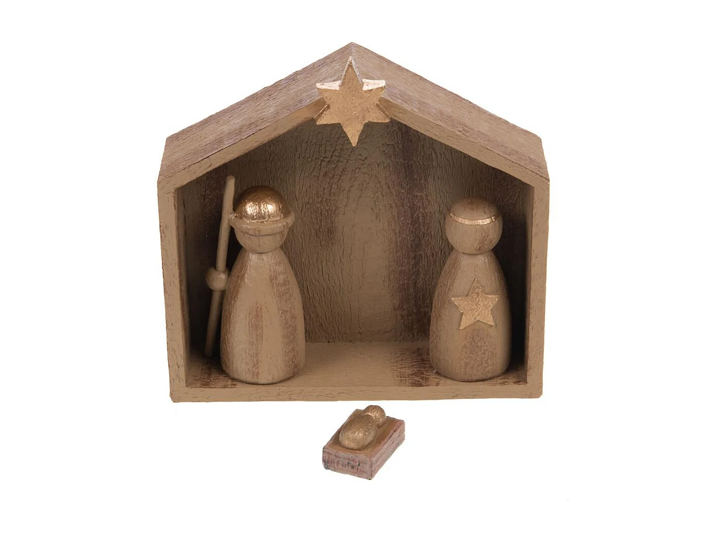 Crèche avec 3 santons