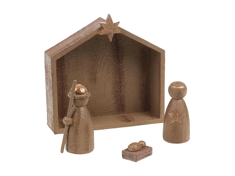 Crèche avec 3 santons