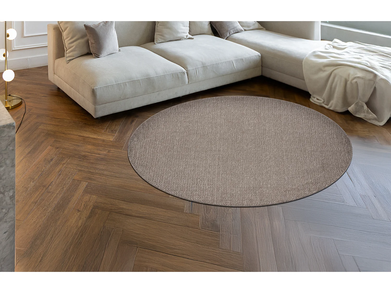 Tapis CASABLANCA LOOP cercle marron, bouclé, doux cercle 80 cm