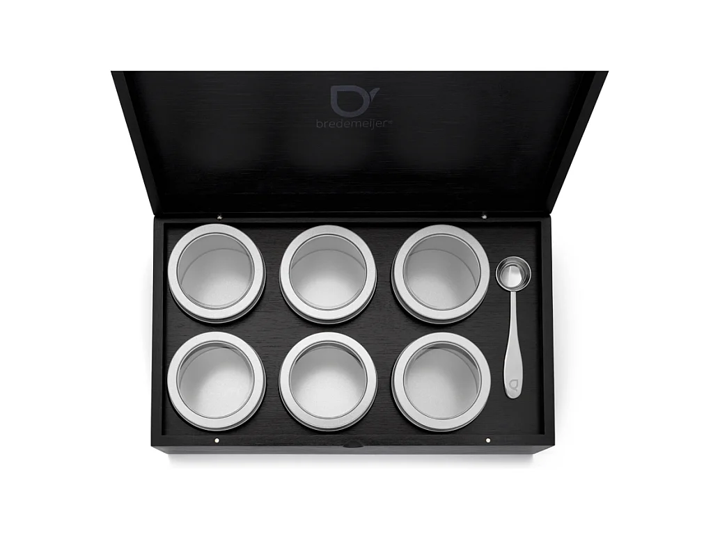 Universal - Coffret à thé noir avec 6 boîtes à thé et cuillère