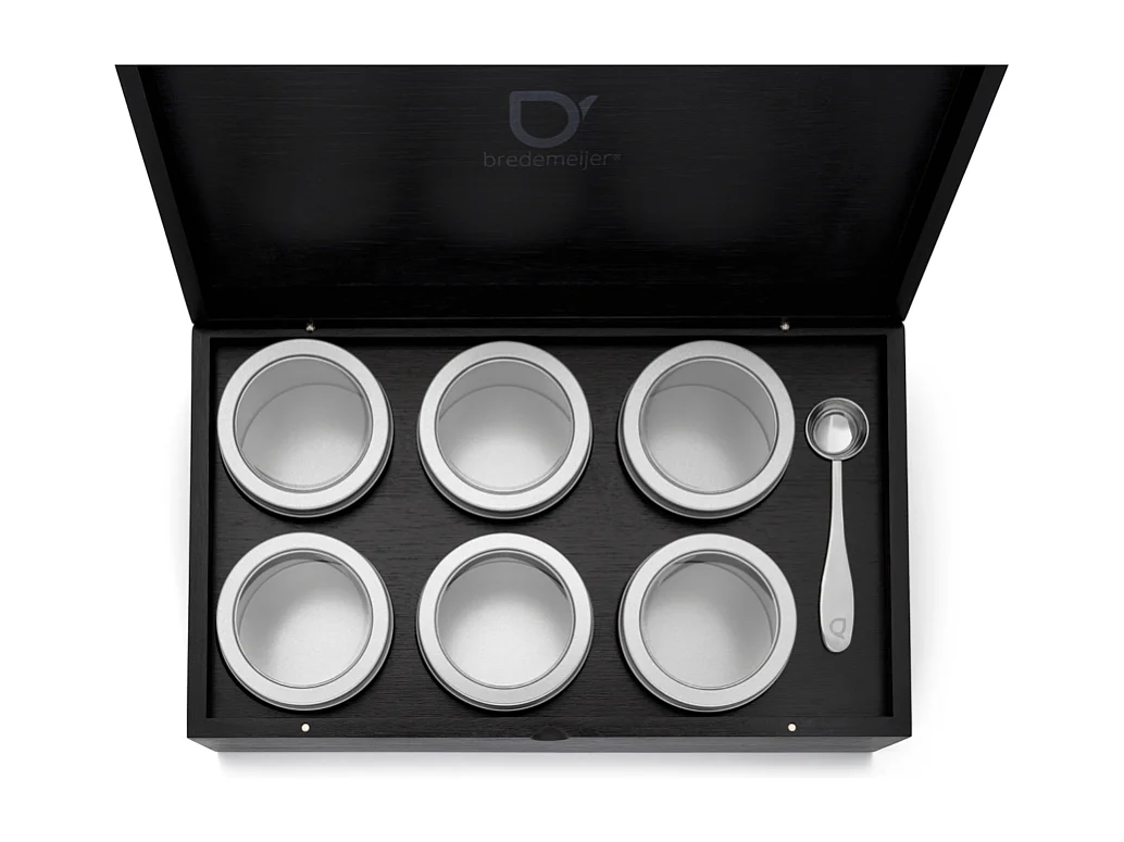 Universal - Coffret à thé noir avec 6 boîtes à thé et cuillère