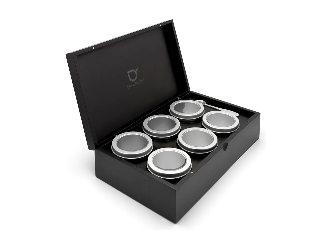 Universal - Coffret à thé noir avec 6 boîtes à thé et cuillère