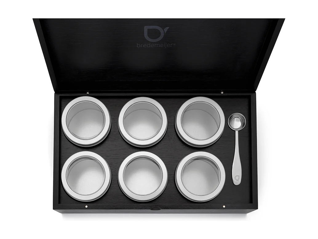 Universal - Coffret à thé noir avec 6 boîtes à thé et cuillère