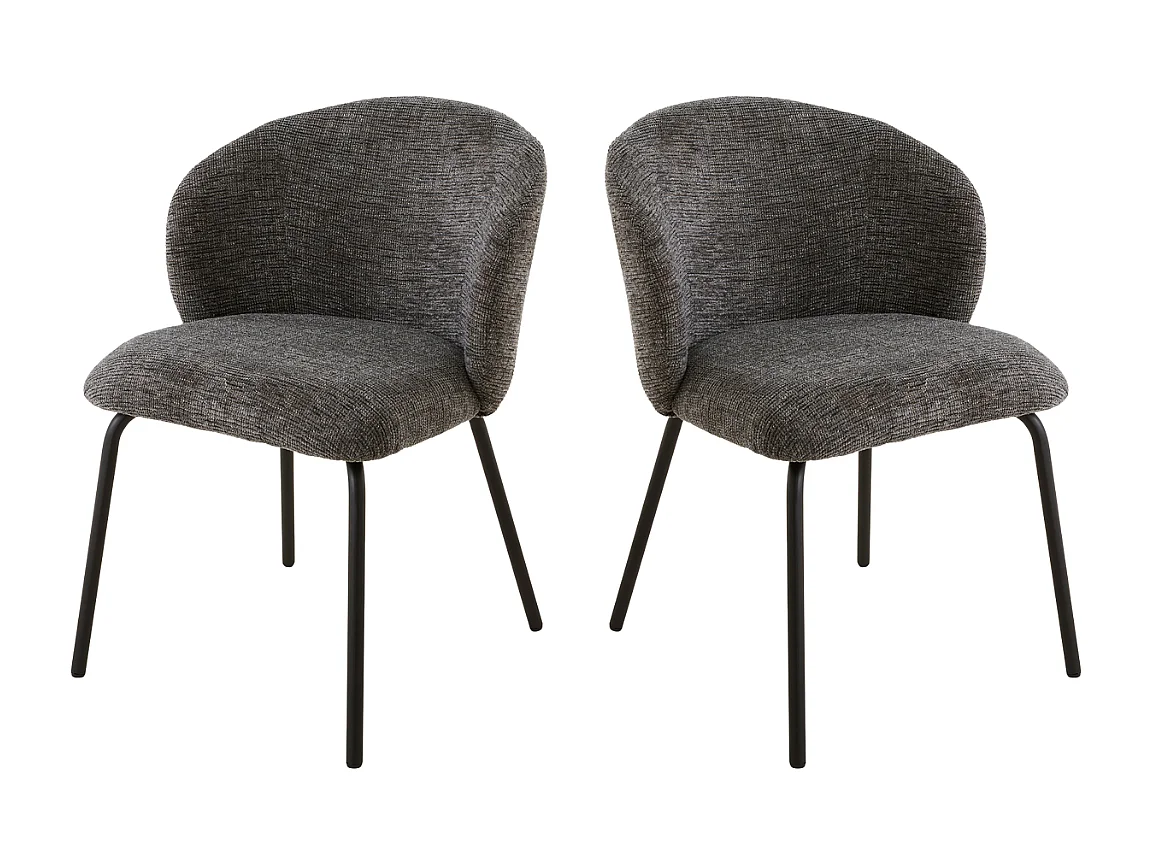 Lot de 2 chaises tissu chiné et pieds metal VESPER