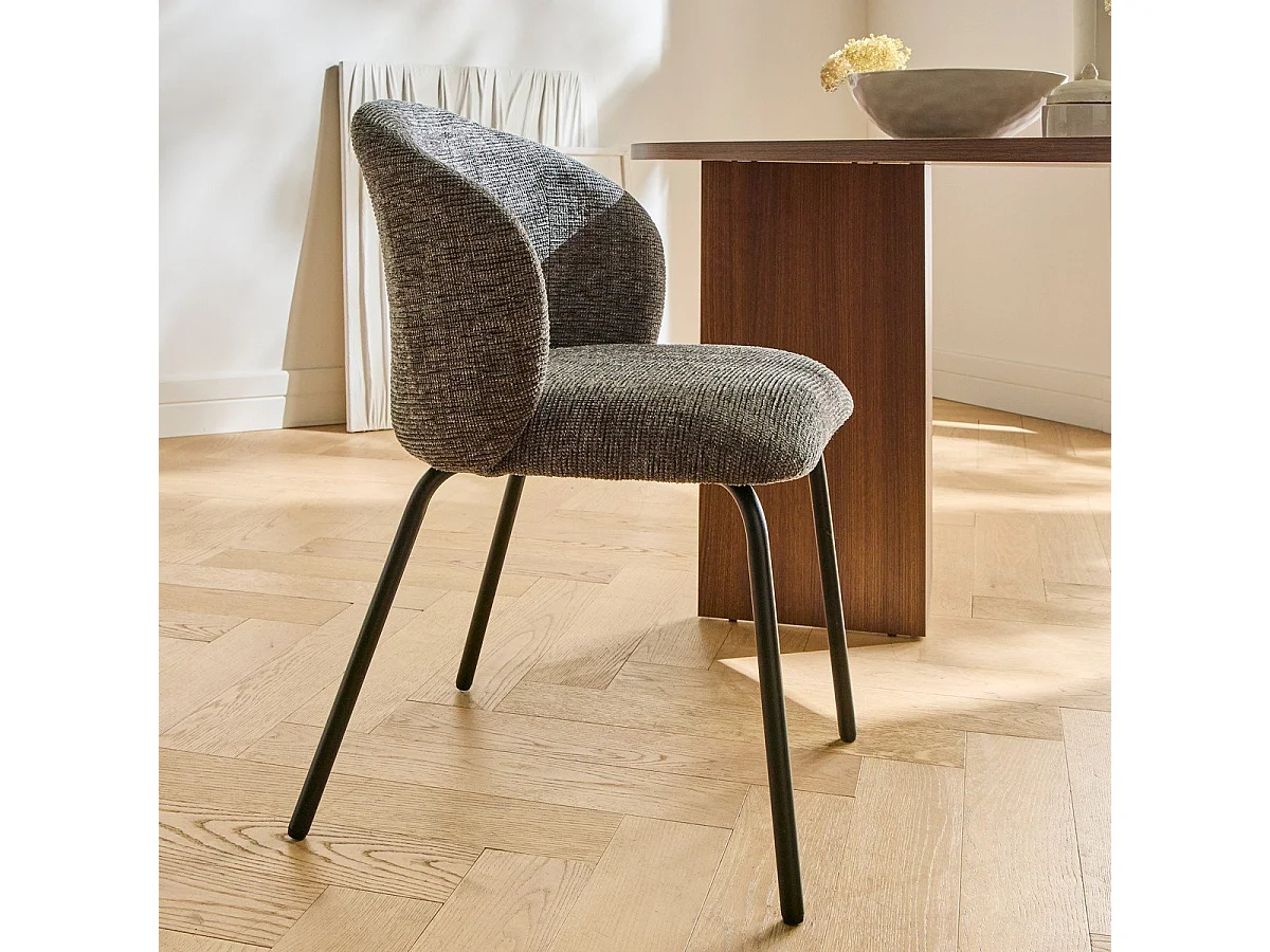 Lot de 2 chaises tissu chiné et pieds metal VESPER