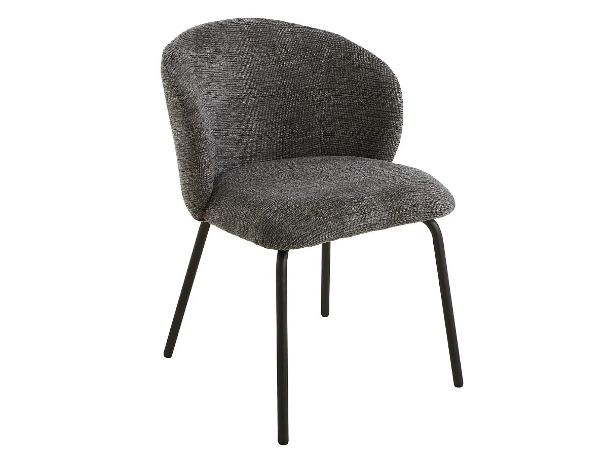 Lot de 2 chaises tissu chiné et pieds metal VESPER