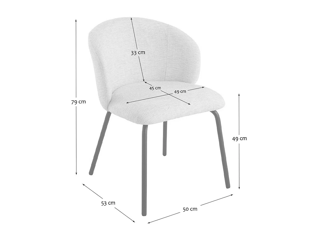 Lot de 2 chaises tissu chiné et pieds metal VESPER