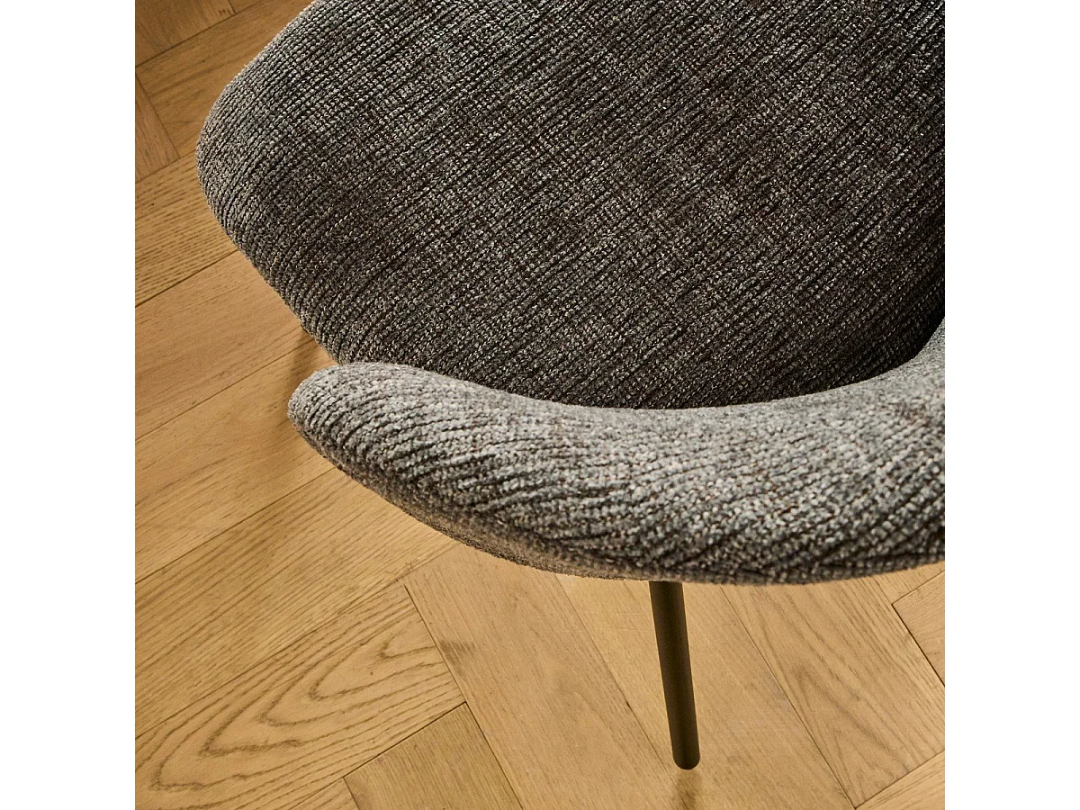 Lot de 2 chaises tissu chiné et pieds metal VESPER