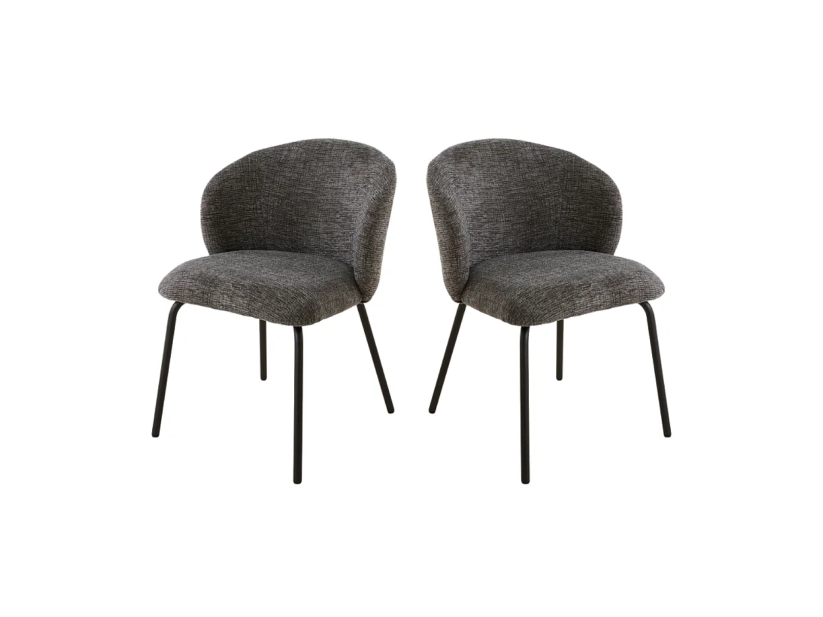 Lot de 2 chaises tissu chiné et pieds metal VESPER