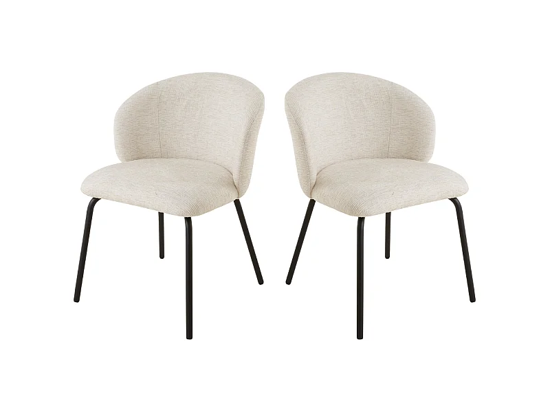 Lot de 2 chaises tissu chiné et pieds metal VESPER