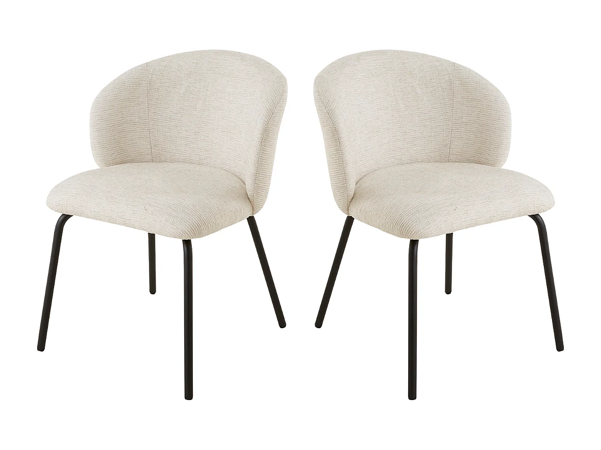 Lot de 2 chaises tissu chiné et pieds metal VESPER