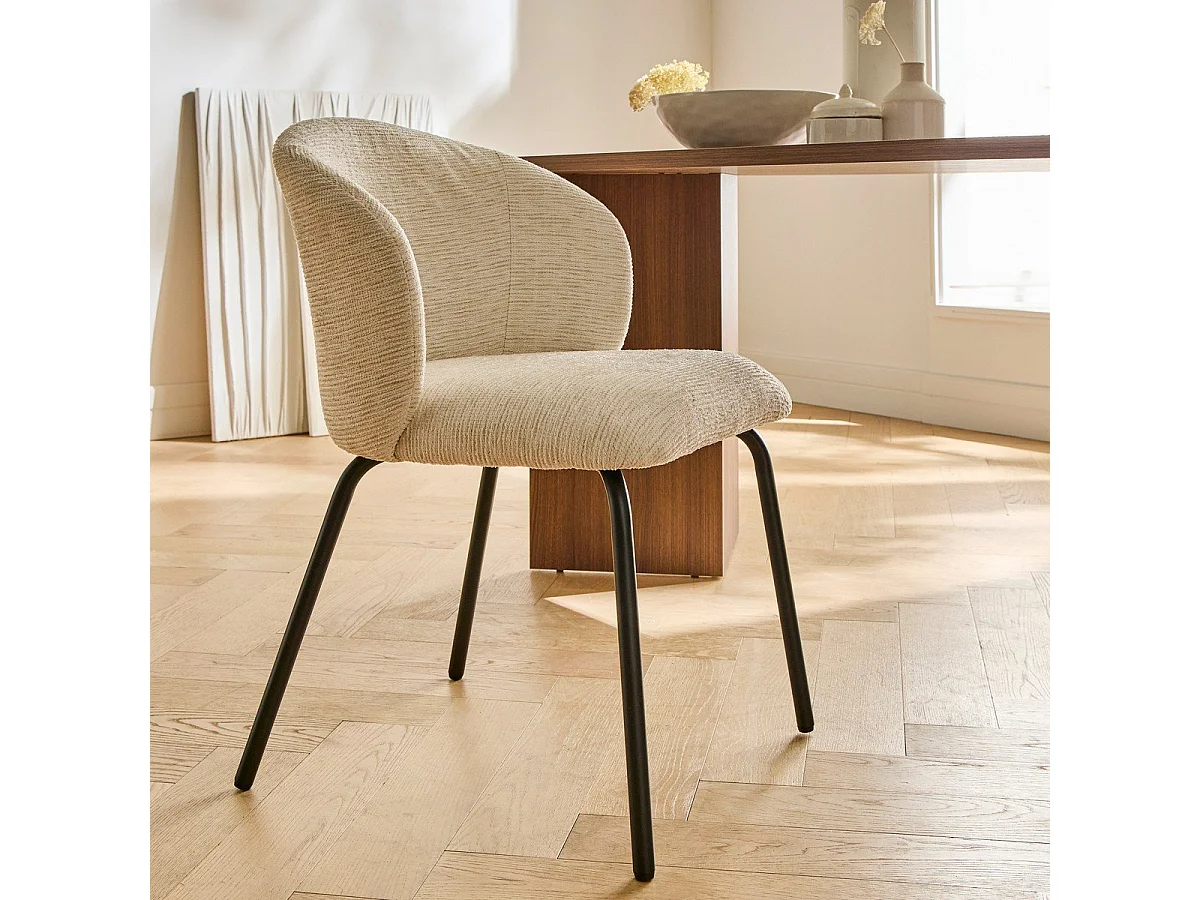 Lot de 2 chaises tissu chiné et pieds metal VESPER