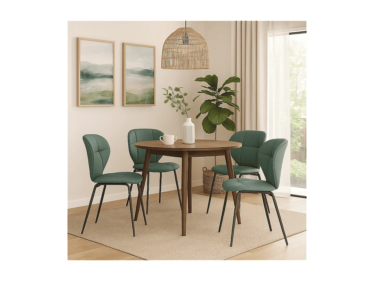 Set aus 2 Stühlen mit schwarzen Metallbeinen L50 cm - MAURA