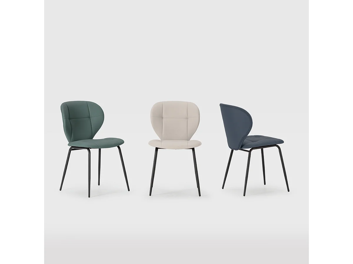 Lot de 2 chaises avec pieds en métal noir L50 cm - MAURA