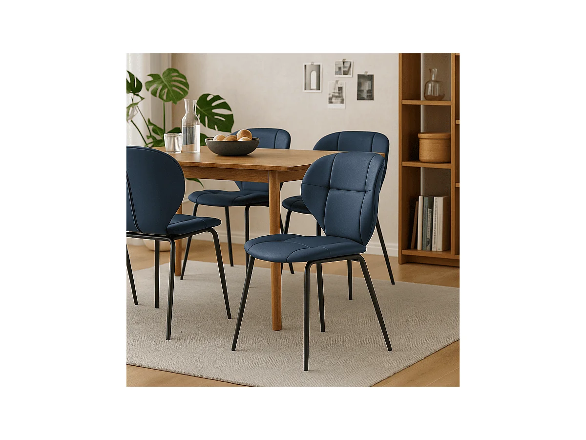 Lot de 2 chaises avec pieds en métal noir L50 cm - MAURA