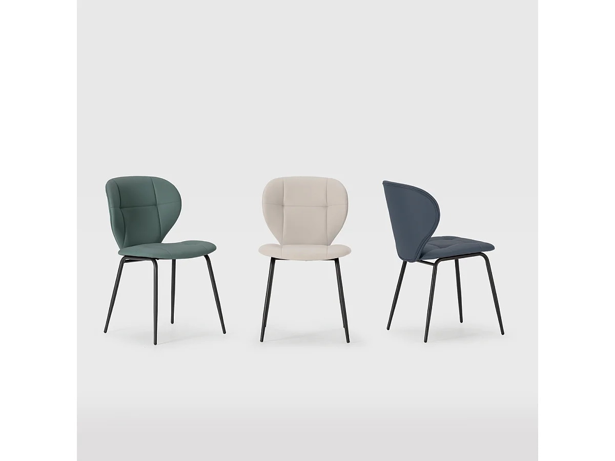 Set di 2 sedie con gambe in metallo nero L50 cm - MAURA