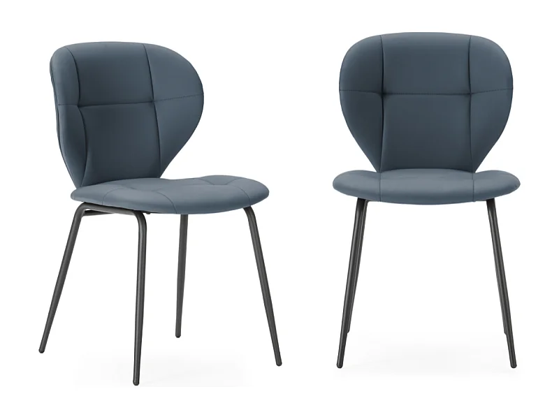 Lot de 2 chaises avec pieds en métal noir L50 cm - MAURA