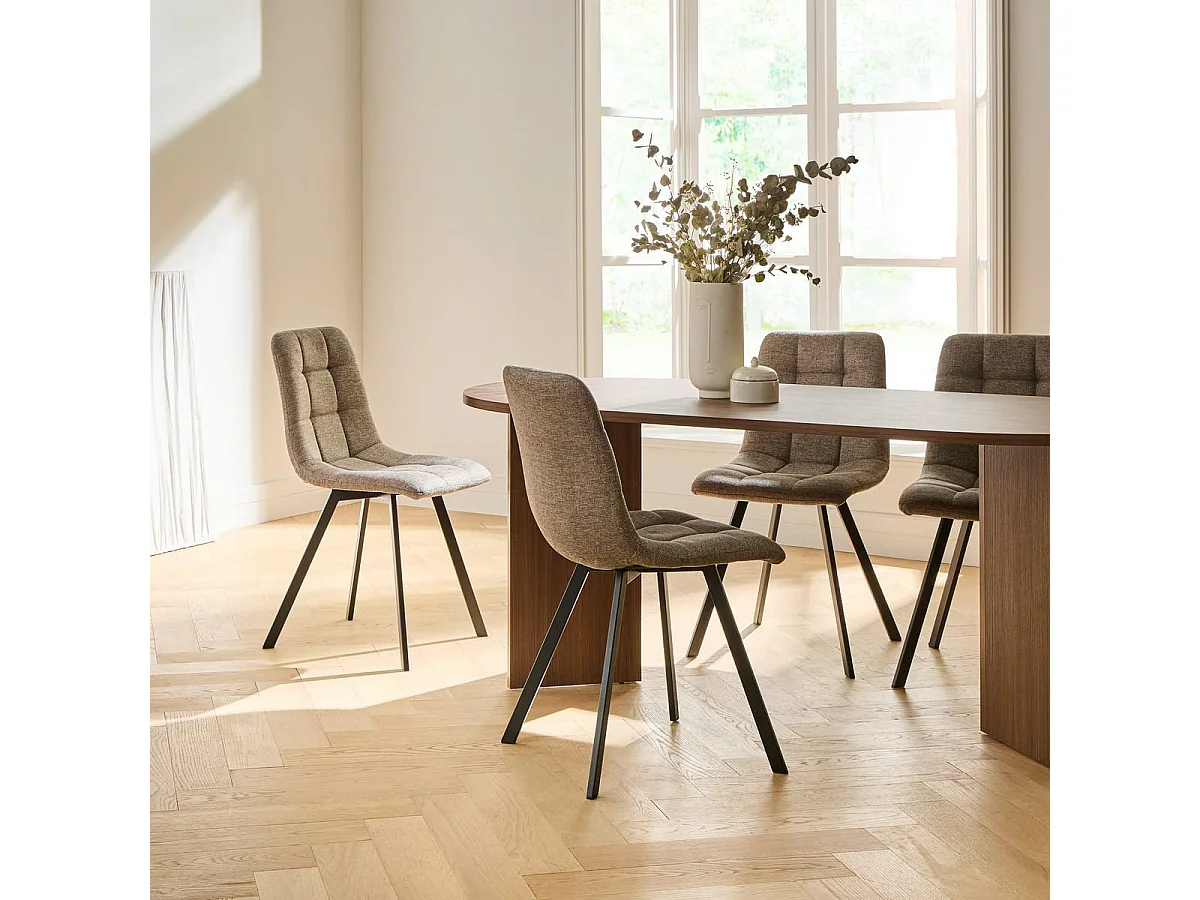 Lot de 4 chaises matelassées tissu chiné CHILLI