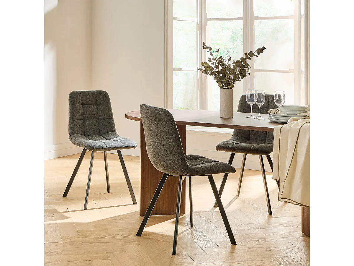 Lot de 4 chaises matelassées tissu chiné CHILLI