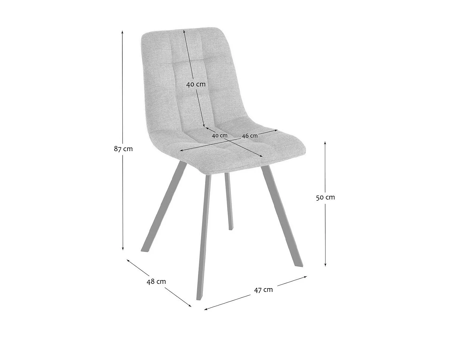 Lot de 4 chaises matelassées tissu chiné CHILLI