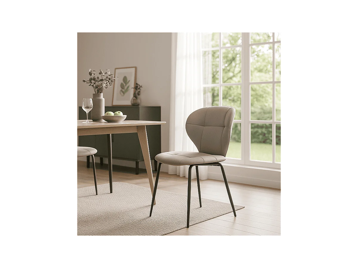 Lot de 2 chaises avec pieds en métal noir L50 cm - MAURA