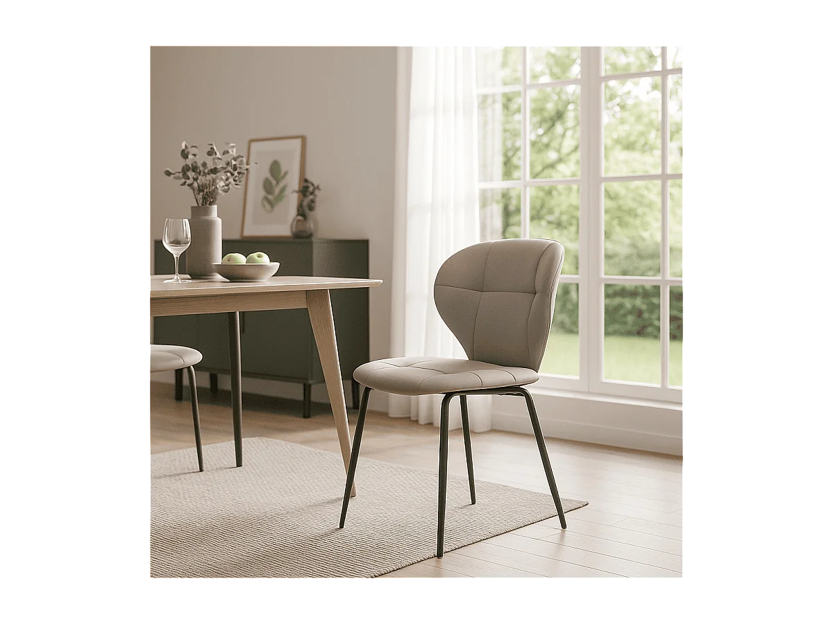 Lot de 2 chaises avec pieds en métal noir L50 cm - MAURA