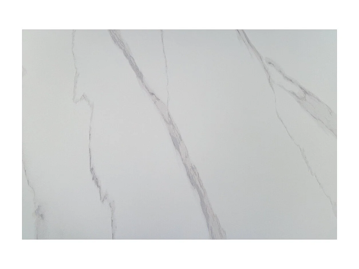 Table de salle à manger LUMEA – Ronde 120 cm – Effet marbre blanc – Pied central large – Style contemporain