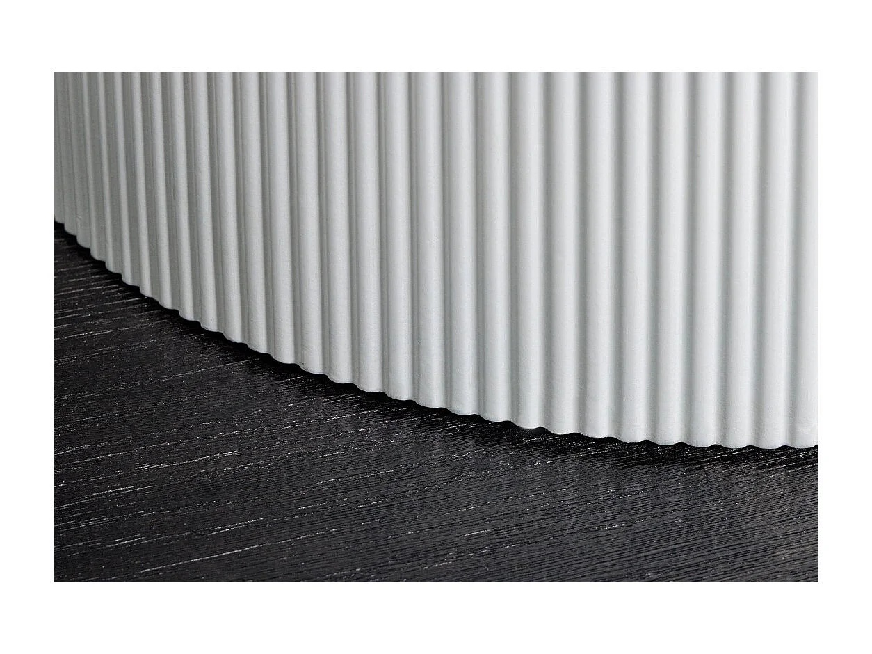 Table de salle à manger LUMEA – Ronde 120 cm – Effet marbre blanc – Pied central large – Style contemporain