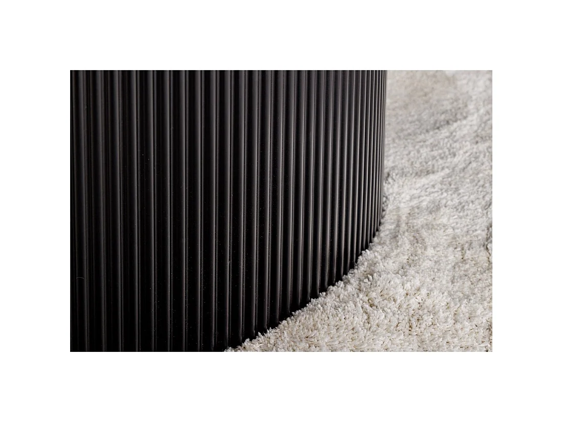 Mesa de comedor LUMEA – Redonda 120 cm – Efecto mármol gris oscuro – Pie central ancho – Estilo contemporáneo