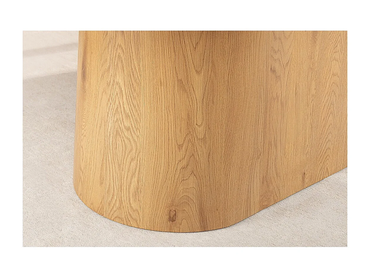 Table de salle à manger LUMEA – Ovale 200 cm – Effet marbre blanc – Pied large – Style contemporain