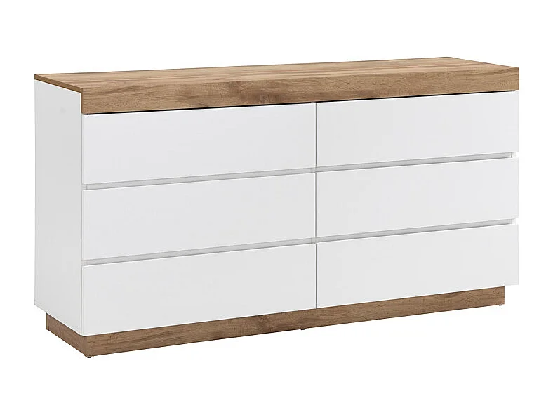 Commode 6 tiroirs - Blanc et naturel - RENIRI