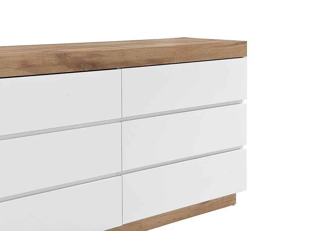Commode 6 tiroirs - Blanc et naturel - RENIRI