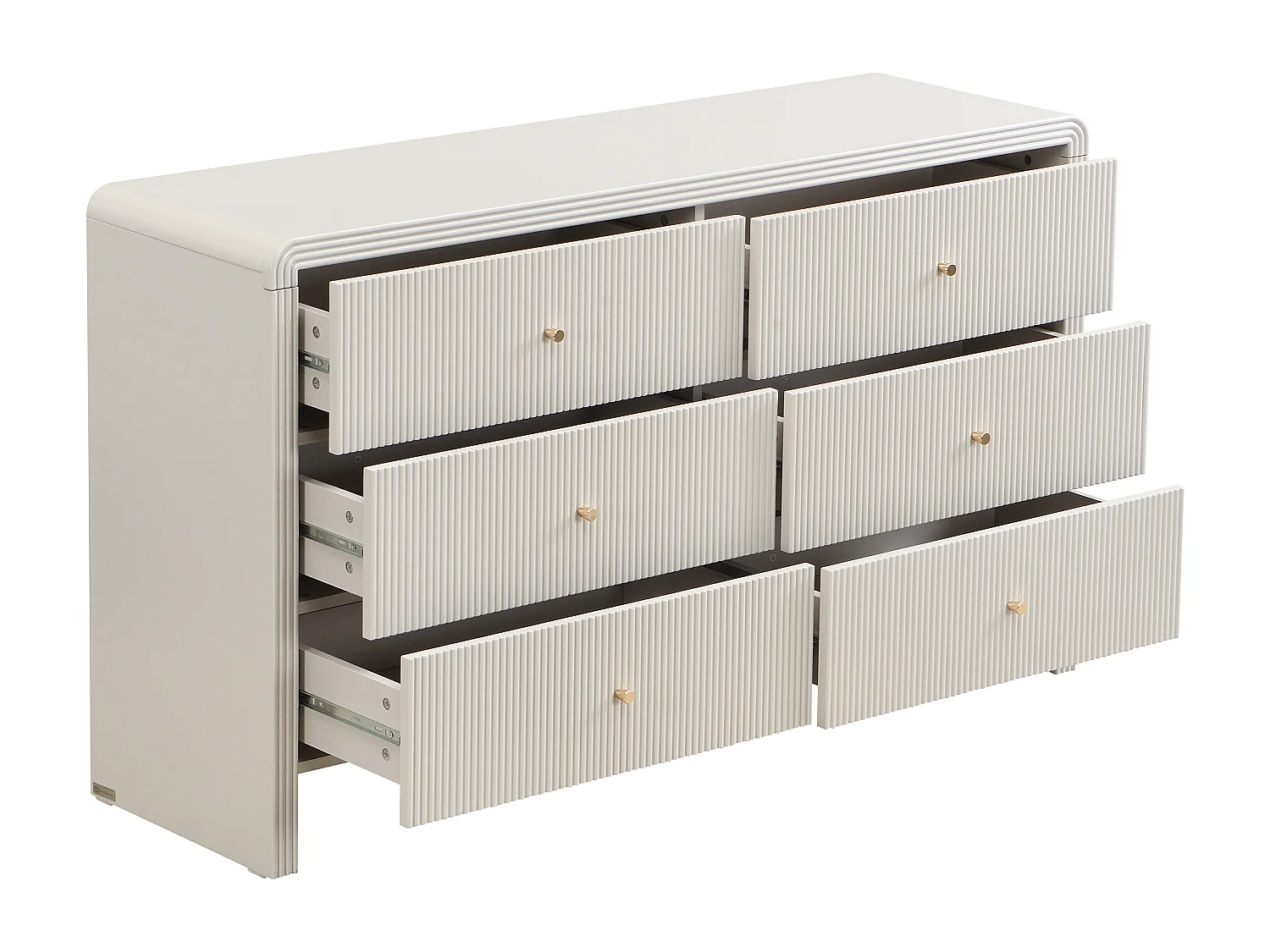 Commode 6 tiroirs - MDF - Beige et doré - MIRENALO