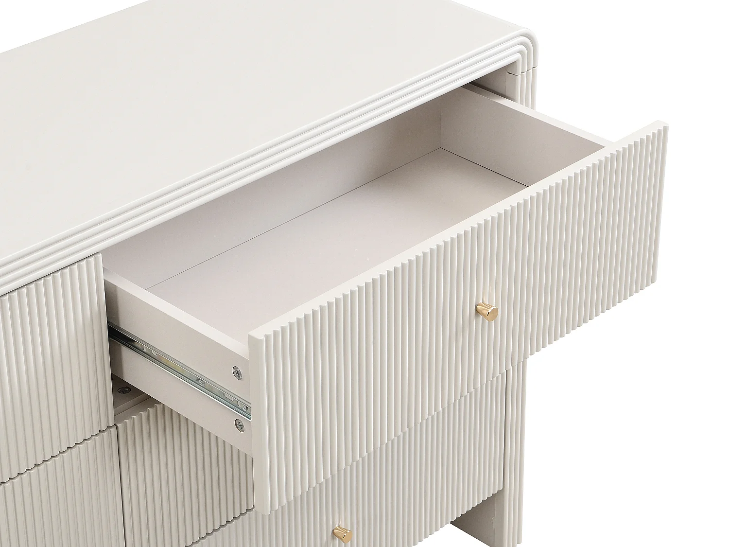 Commode 6 tiroirs - MDF - Beige et doré - MIRENALO