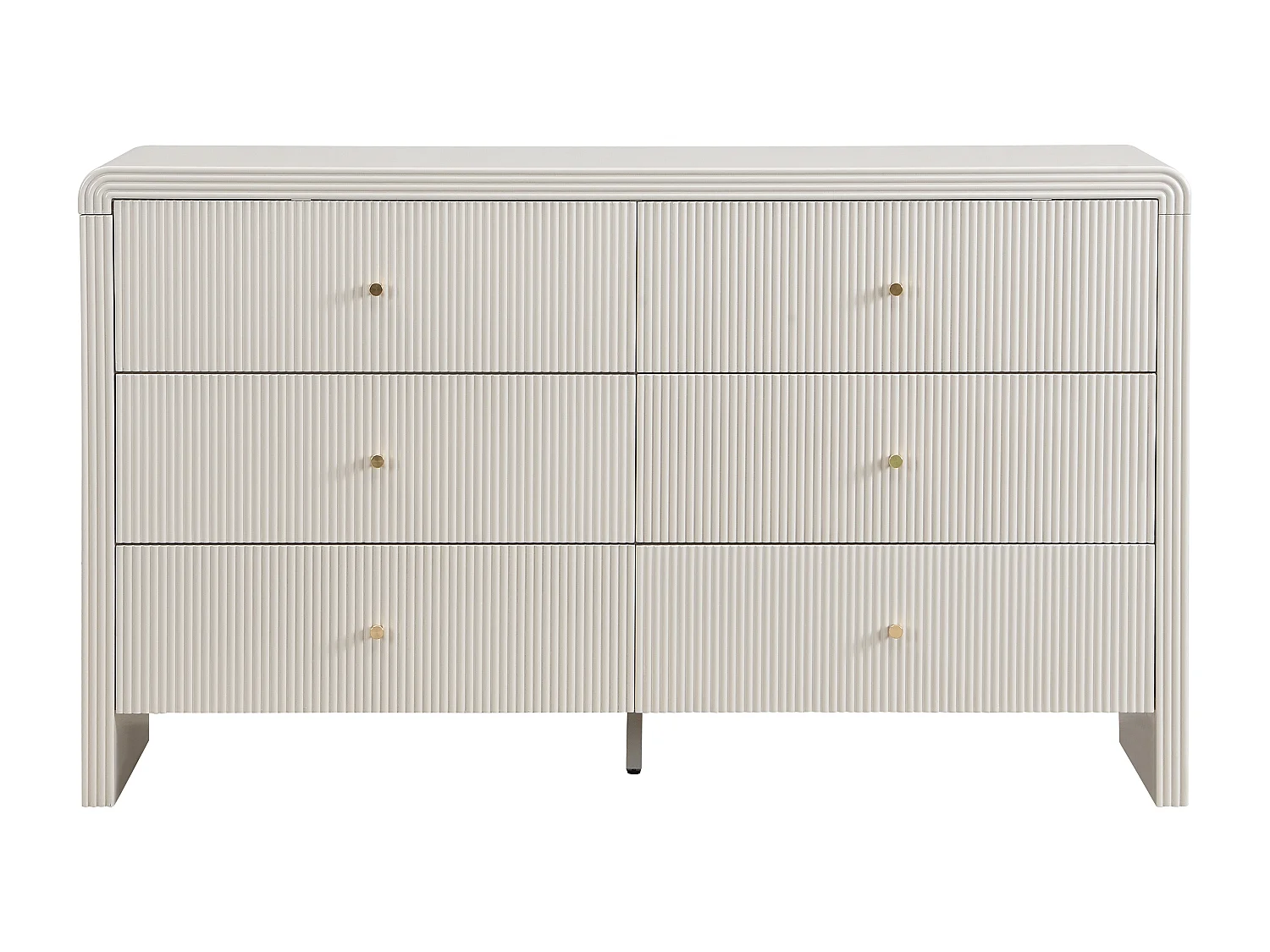 Commode 6 tiroirs - MDF - Beige et doré - MIRENALO