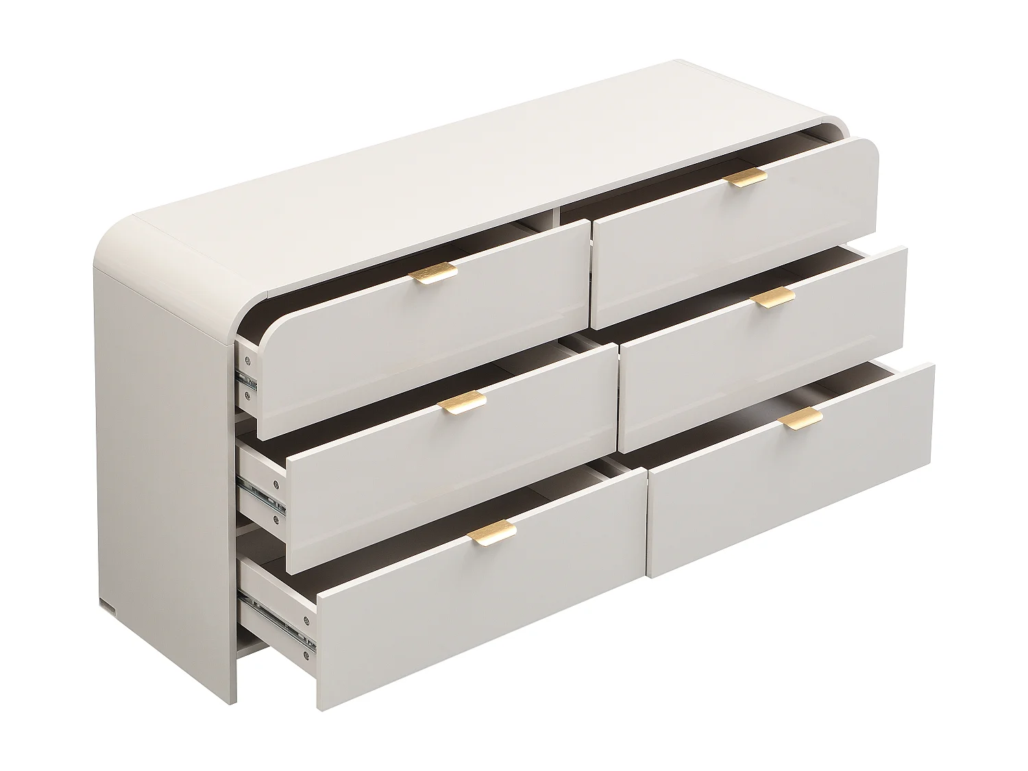 Commode 6 tiroirs - MDF - Beige et doré - ORALINO