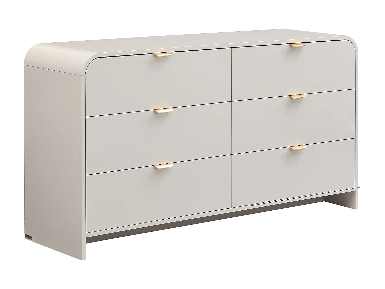 Commode 6 tiroirs - MDF - Beige et doré - ORALINO