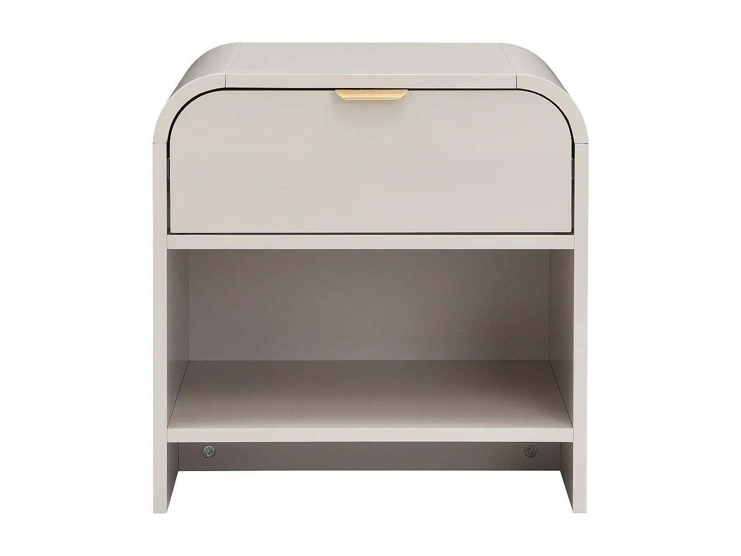 Table de chevet avec 1 tiroir et 1 niche - MDF - Beige et doré - ORALINO