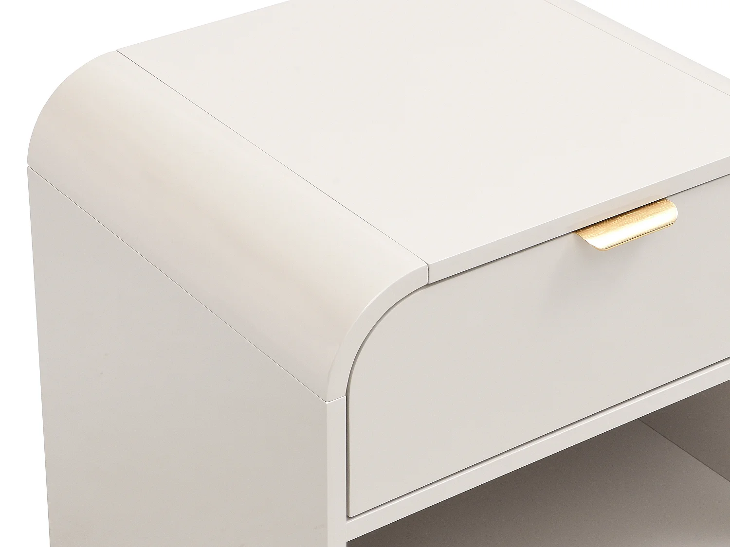 Table de chevet avec 1 tiroir et 1 niche - MDF - Beige et doré - ORALINO