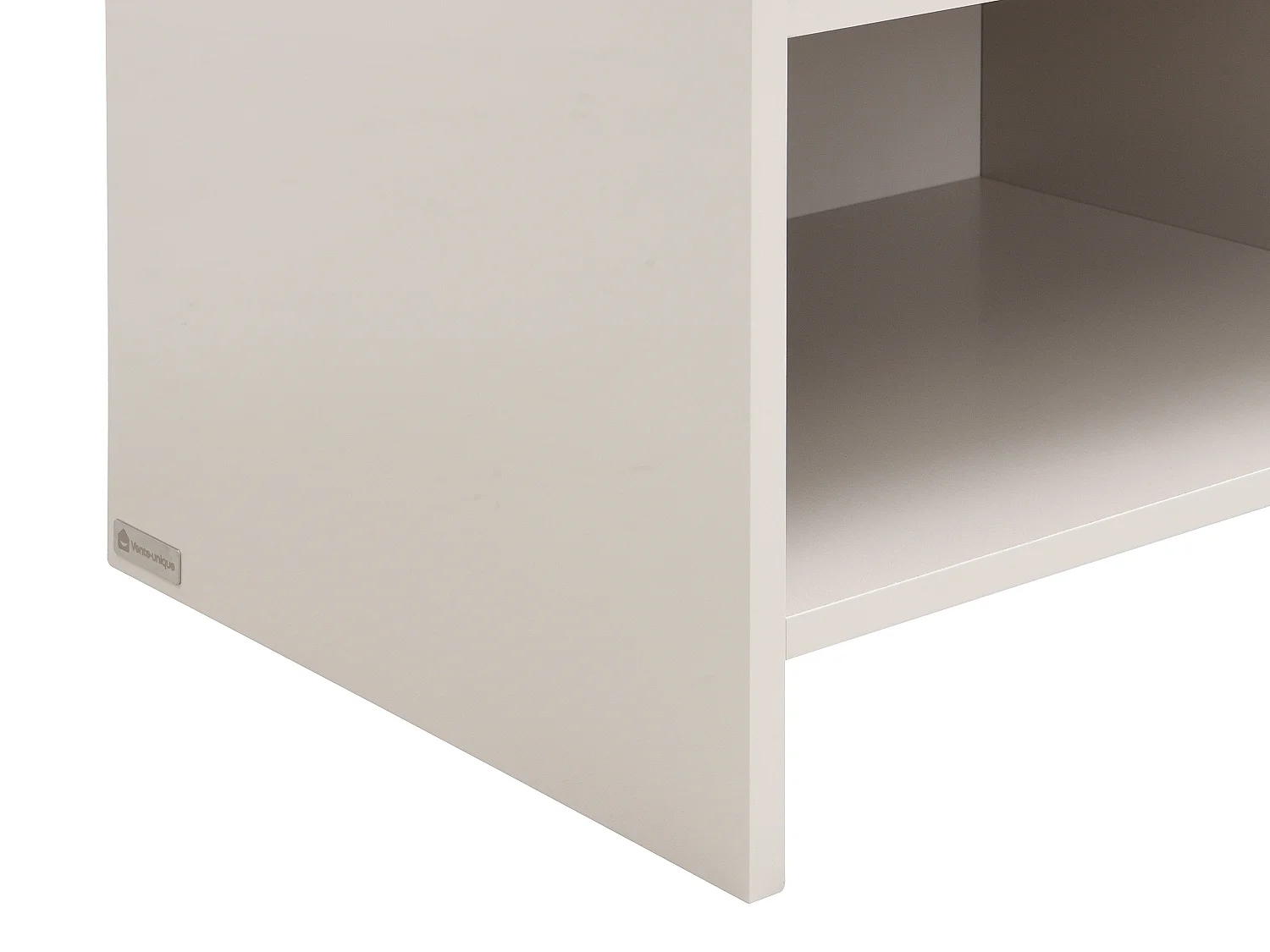 Table de chevet avec 1 tiroir et 1 niche - MDF - Beige et doré - ORALINO