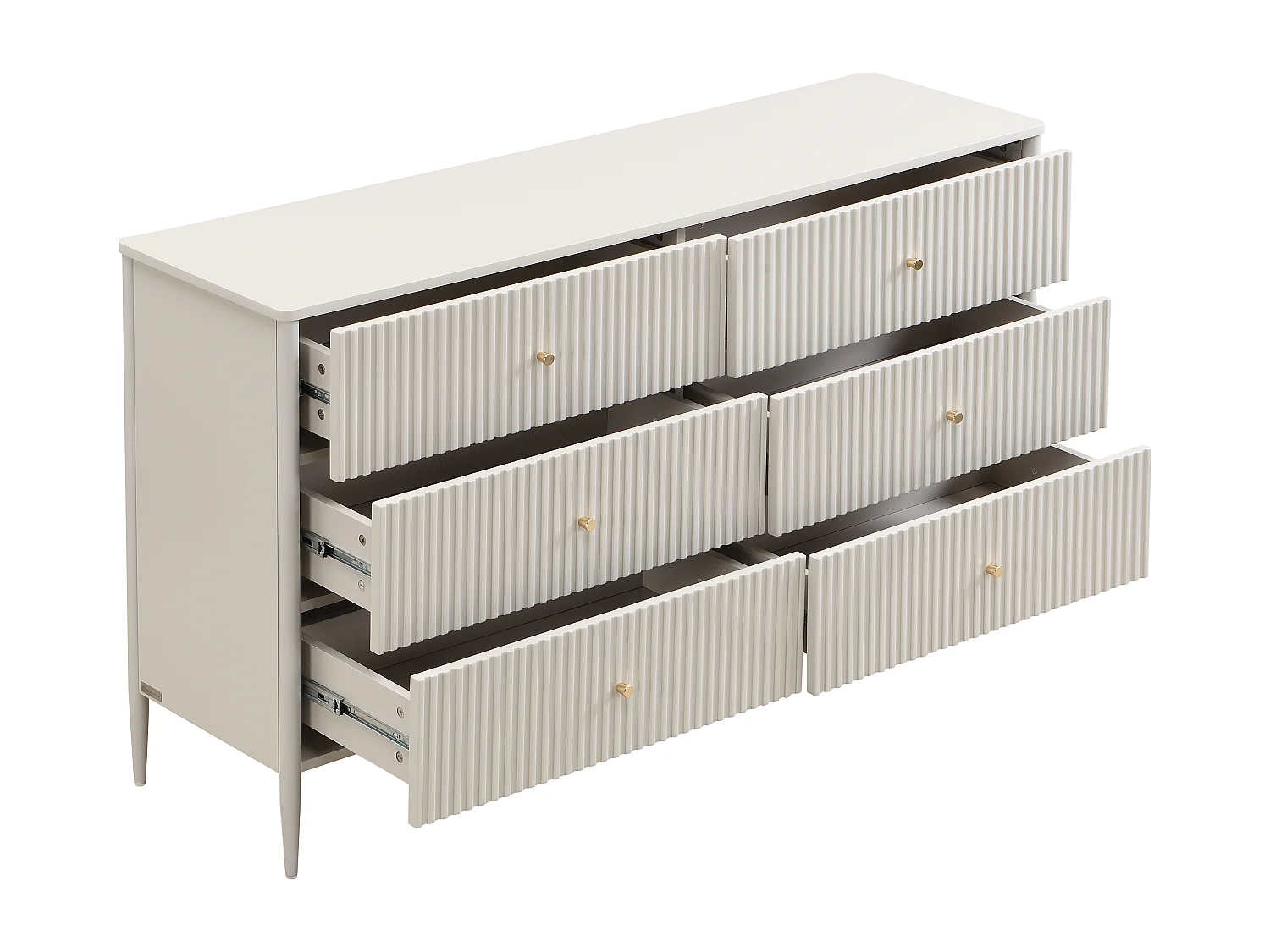 Commode 6 tiroirs - MDF - Beige et doré - CALITARO