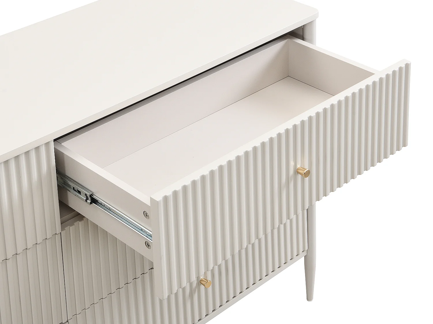 Commode 6 tiroirs - MDF - Beige et doré - CALITARO