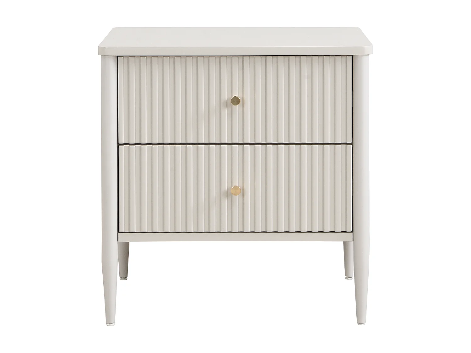 Table de chevet - 2 tiroirs - MDF - Beige et doré - CALITARO