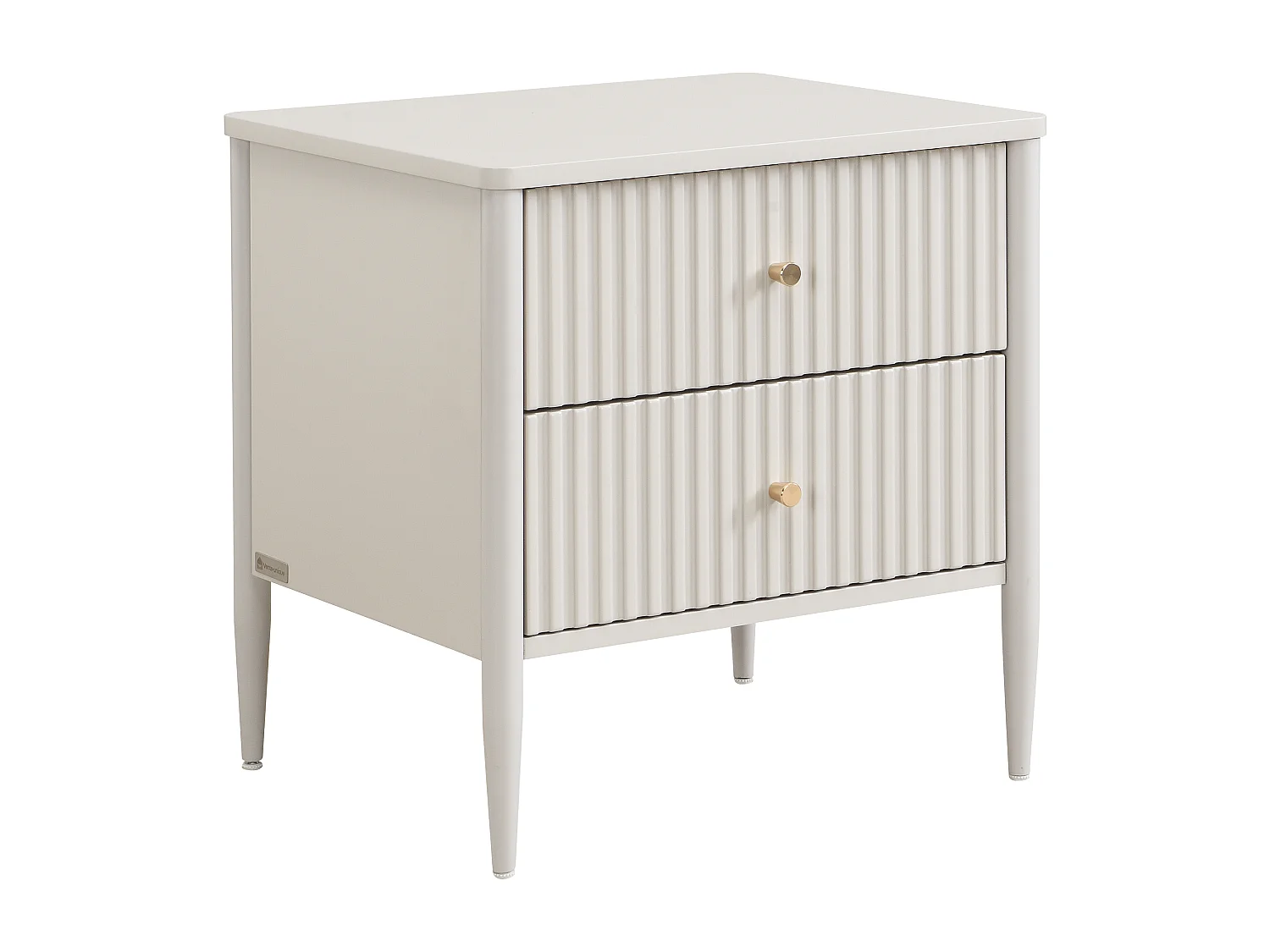 Table de chevet - 2 tiroirs - MDF - Beige et doré - CALITARO