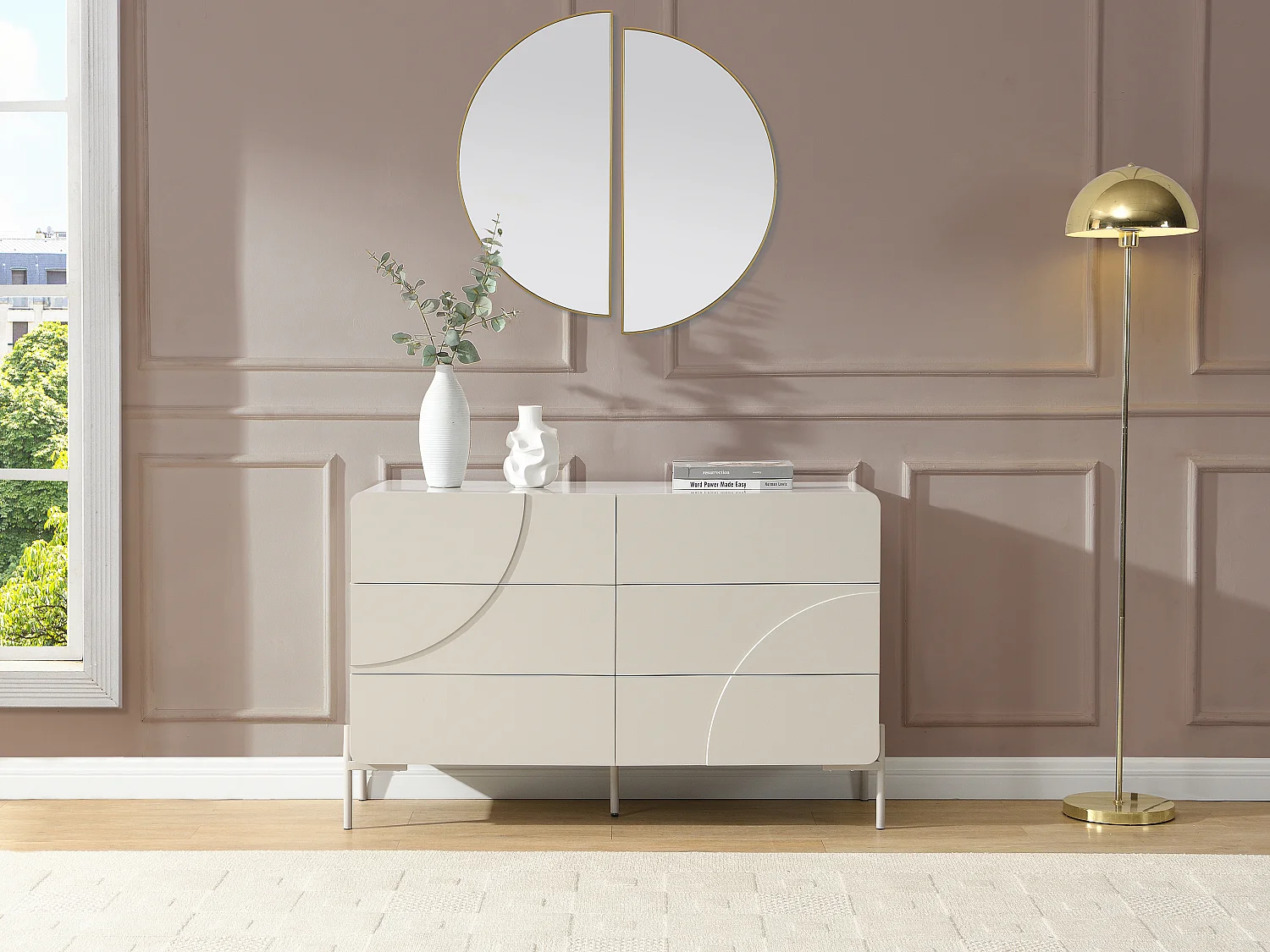 Commode 6 tiroirs - MDF - Beige - ZELINARO