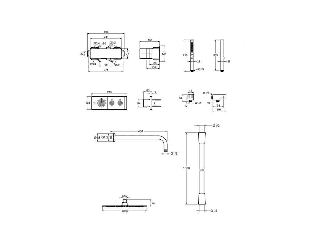 Colonne de douche encastrée thermostatique JACOB DELAFON Grands Boulevards laiton brossé