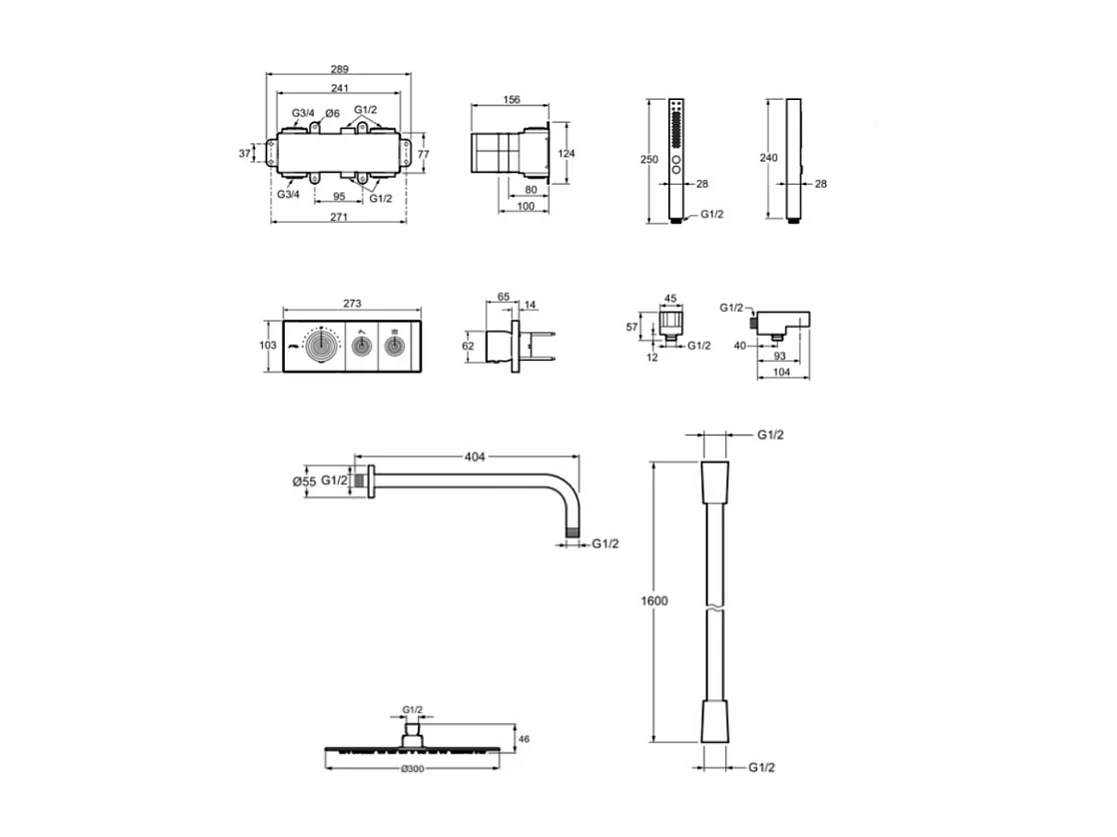 Colonne de douche encastrée thermostatique JACOB DELAFON Grands Boulevards laiton brossé
